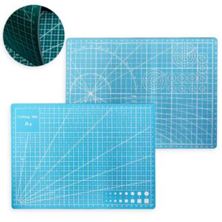 Mesa de corte con el frente y el reverso con un circulo que muestra la flexibilidad de la mesa de corte