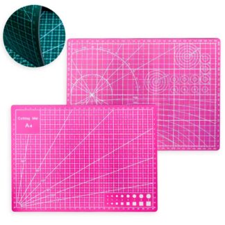 Mesa de corte con el frente y el reverso con un circulo que muestra la flexibilidad de la mesa de corte
