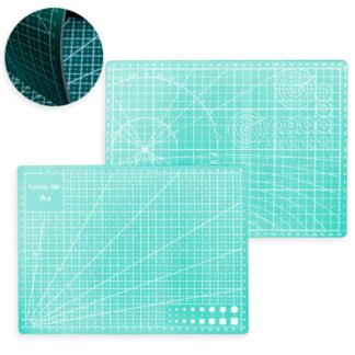 Mesa de corte con el frente y el reverso con un circulo que muestra la flexibilidad de la mesa de corte